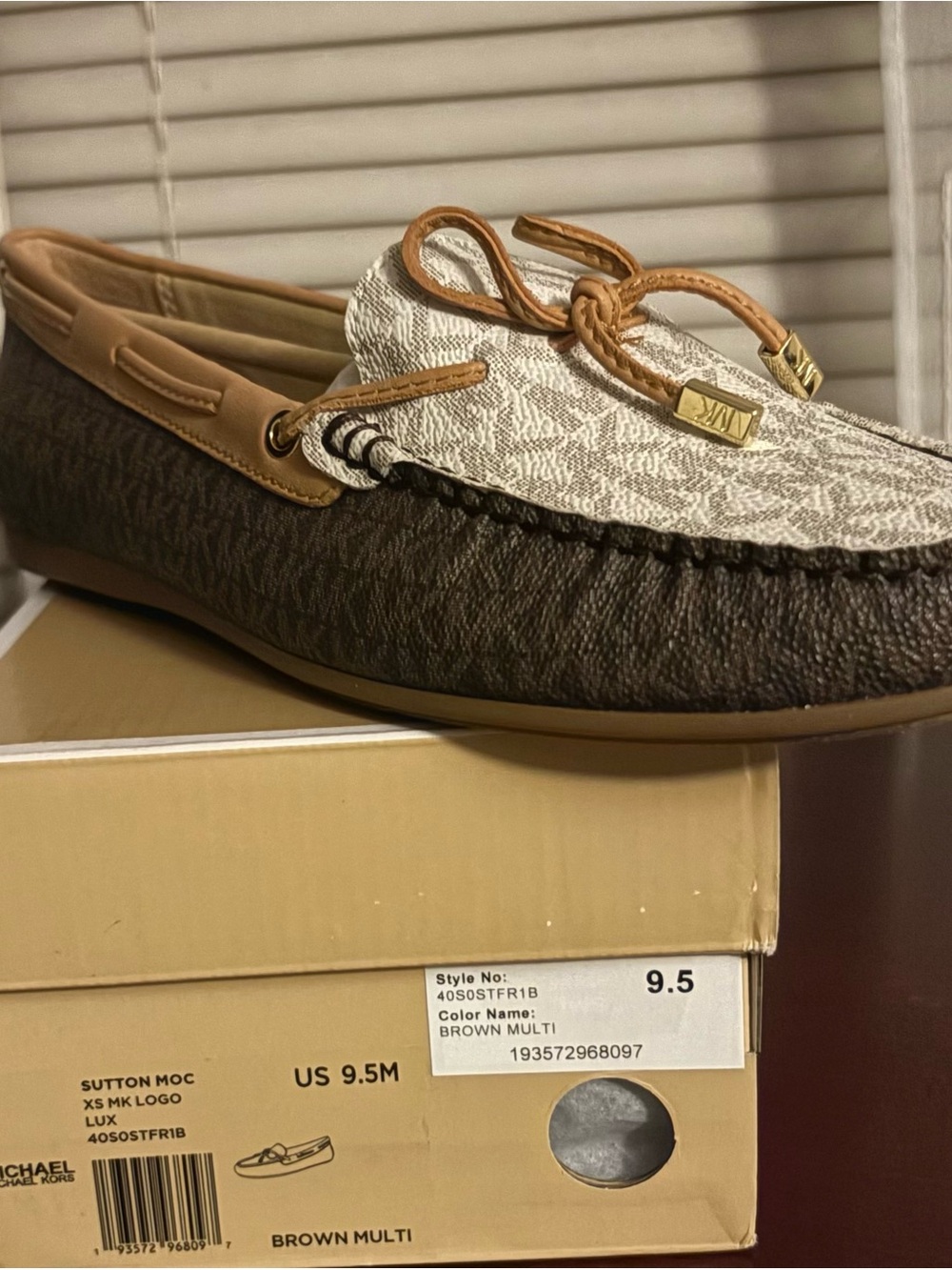 MICHAEL Michael Kors Brown Multi and Tan Logo Moccasin Loafers
